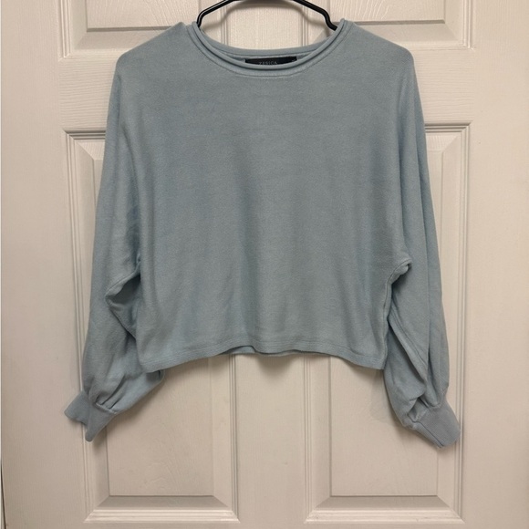 Zesica light blue crop sweater ballon sleeves size Small - Picture 1 of 5